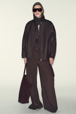 ZARA БОМБЕР ИЗ ШЕРСТИ С ВЫСОКИМ ВОРОТНИКОМ, КОРИЧНЕВЫЙ