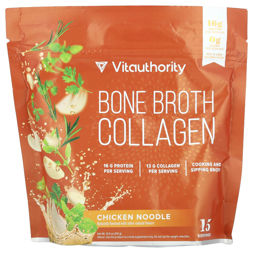 Vitauthority, Bone Broth Collagen, куриная лапша, 310 г (10,9 унции)