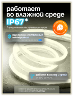 Неоновая светодиодная лента PJShop 4м, 8х16мм, 220В, IP 67, гибкий неон, синий, кратность реза 10 см