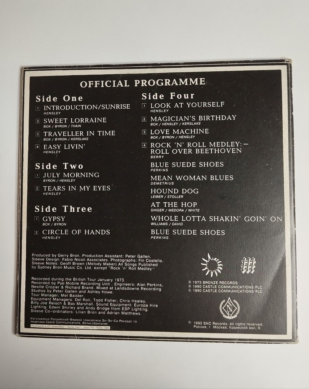 Винтажная виниловая пластинка LP Uriah Heep Live January 1973 (Россия 1994)