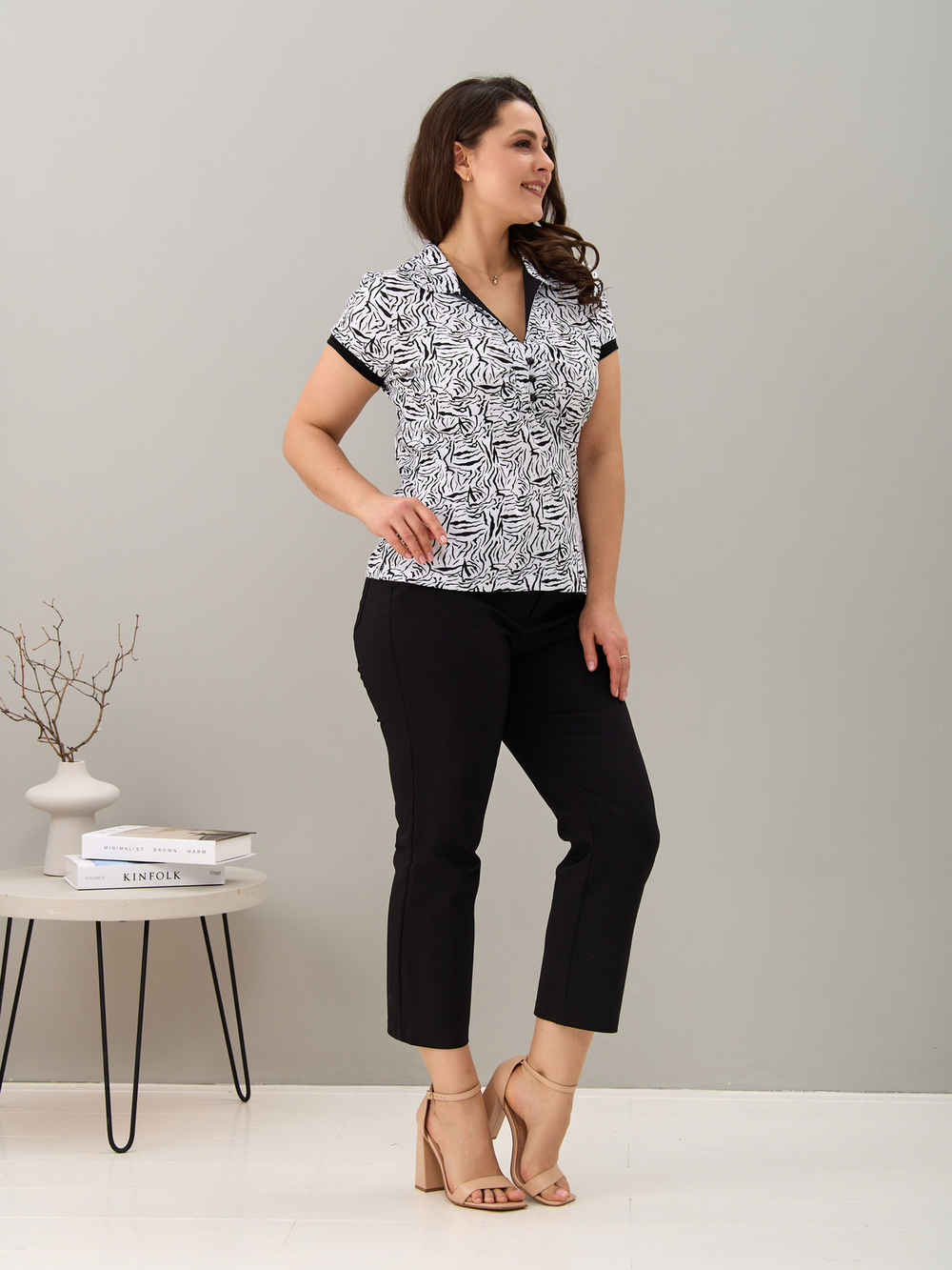 Блузка БЛ-115/белый-зебра