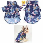 Рубашка для собак и кошек малых и средних пород «СТИЛЬНЫЙ БРО», цвет синий, принт ананасы с цветами, размер S