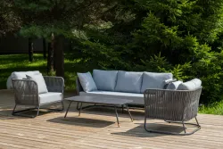 "Багамы" лаунж-зона 5-местная плетеная из роупа (веревки), каркас алюминиевый темно-серый, роуп серый