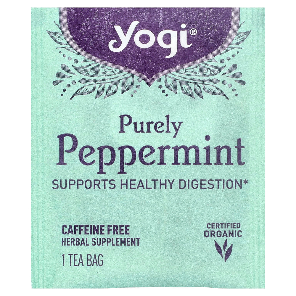Yogi Tea, Purely Peppermint, без кофеина, 16 чайных пакетиков, 24 г (0,85 унции)