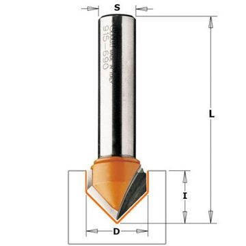 Фреза концевая CMT V-образная D=16,0 I=12,7 S=8,0 L=52,8 CMT 915.160.11