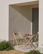 Складной стул Dandara из массива акации со стальной конструкцией и зеленым шнуром