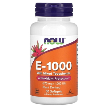 Now Foods E-1000 Mixed tocopherols 50 softgels, Витамин E