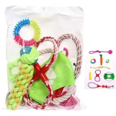 Набор игрушек для собак всех пород 9шт «НЕСКУЧАЙКА», цвет мульти, (пакет с подвесом)