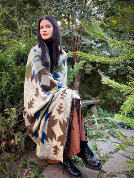 Палантин теплый с орнаментом Навахо