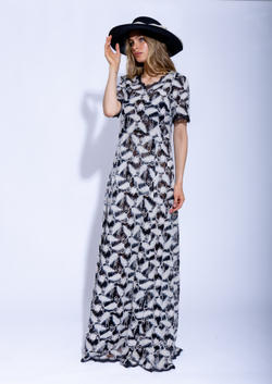 Женское дизайнерское кружевное платье черного цвета с коротким рукавом