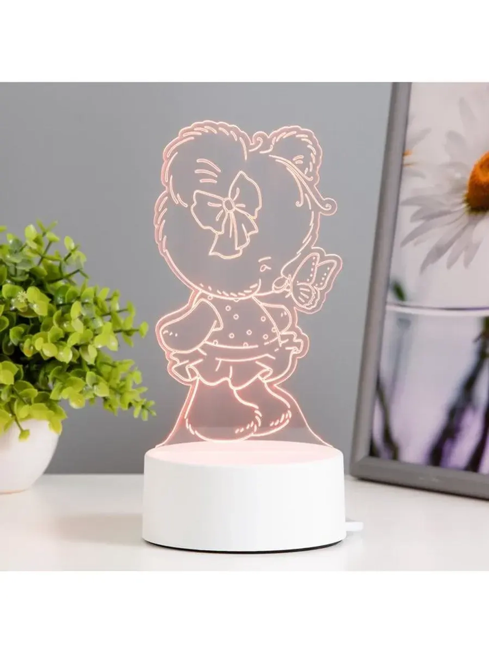 Светильник 3D ночник RISALUX «Медвежонок», LED RGB, от сети,