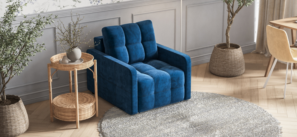 Кресло-кровать Денди Слим Велюр Монолит синий