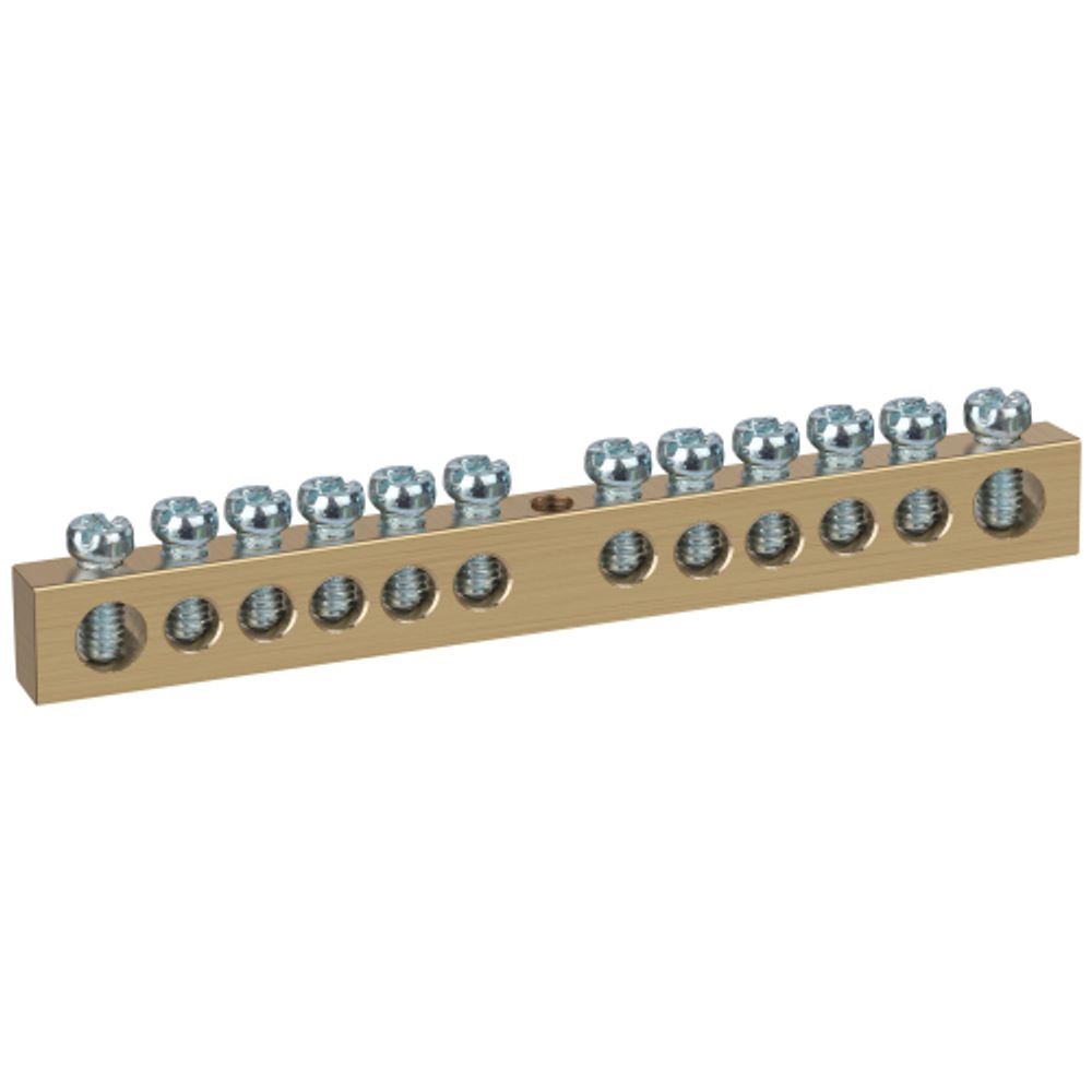 Шина ЭРА NO-122-32 PEN земля-ноль 8х12мм 12/1 латунная крепеж по центру | Шины N, PE, PEN