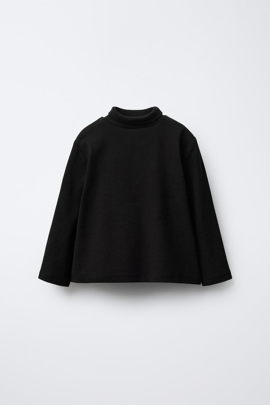 ZARA ТОП С ВОРОТНИКОМ-СТОЙКОЙ, ЧЕРНЫЙ