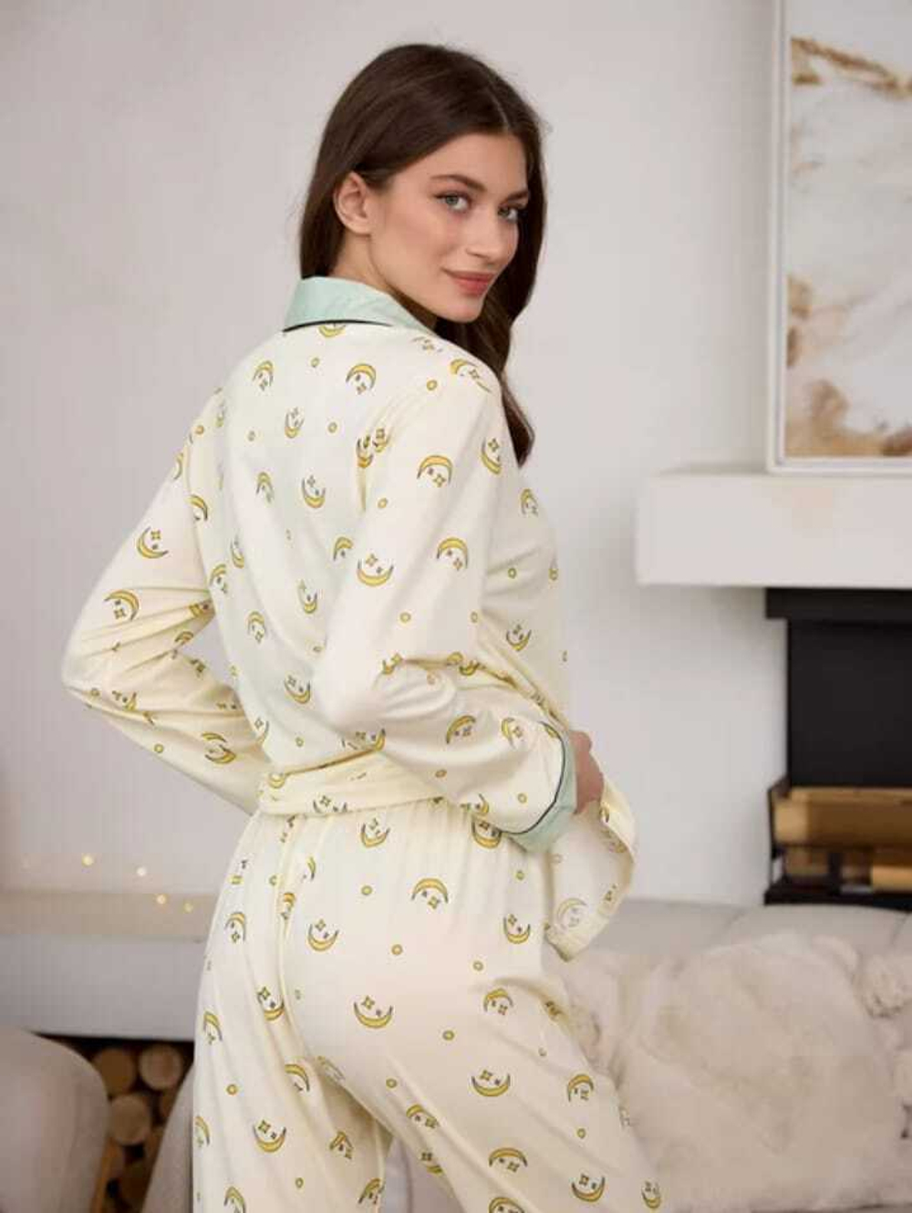 Пижама жен. б/в штаны+рубашка д/р В2629