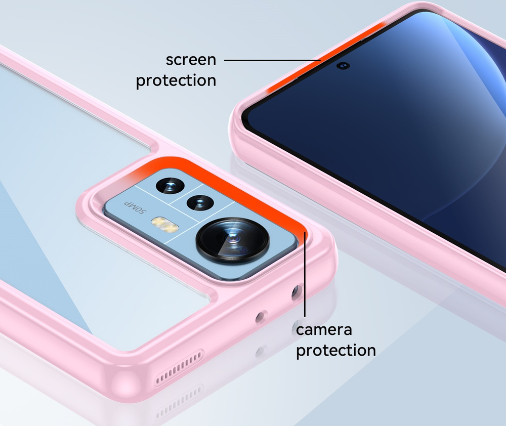 Усиленный чехол с мягкими рамками розового цвета для смартфона Xiaomi Mi 12, 12X и 12S