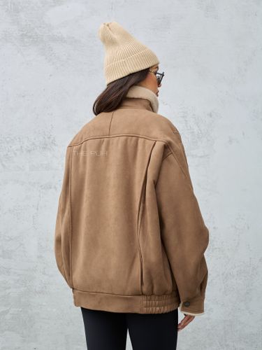 Коричневая дубленка с воротником