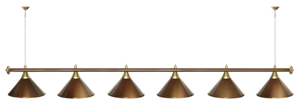 Лампа STARTBILLIARDS 6 пл. (плафоны зеленые,штанга золотая,фурнитура золото)