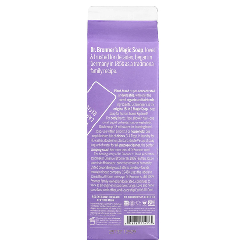 Dr. Bronner's, Pure-Castile Magic Soap, 18 в 1, сменная упаковка, лаванда, 946 мл (32 жидк. унции)
