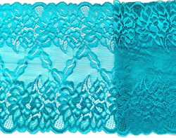 Эластичное кружево, 22 см, яркая бирюза, (Арт: EK-1055), м