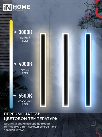 Светильник уличный светодиодный ДБУ MARS120-40AC-ВL 40Вт 3CCT 1200x80 IP54 черный IN HOME
