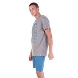 Мужская пижама серая с голубыми шортами Tom Tailor 71056/5609 821