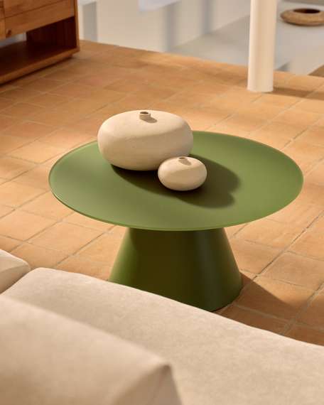 Журнальный столик Wilshire зеленый из закаленного стекла из стали Ø80 см