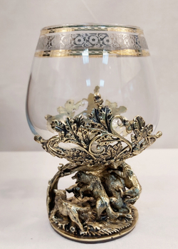 Бокал для коньяка "Охота на вепря" в подарочном футляре