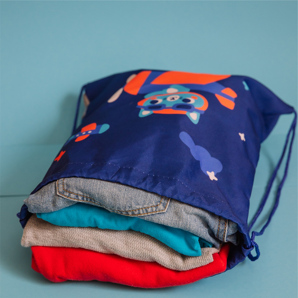 Мешок в садик 33х40, Котик пилот (синий)