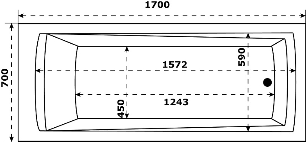 Ванна акриловая Azario Бали 170х70 пристенная (БАВ0103)