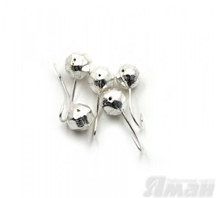 Мормышки ЯМАН шар с отверстием цвет SILVER PLATED D-5граней 1уп