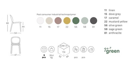 Стул пластиковый Scab Design Hug Go Green, зеленый шалфей