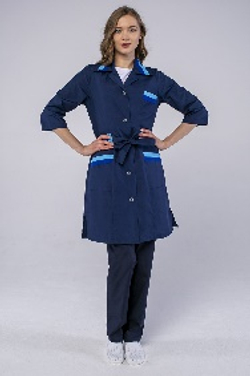 Халат женский с поясом Флора (тк.ТиСи), т.синий/васильковый