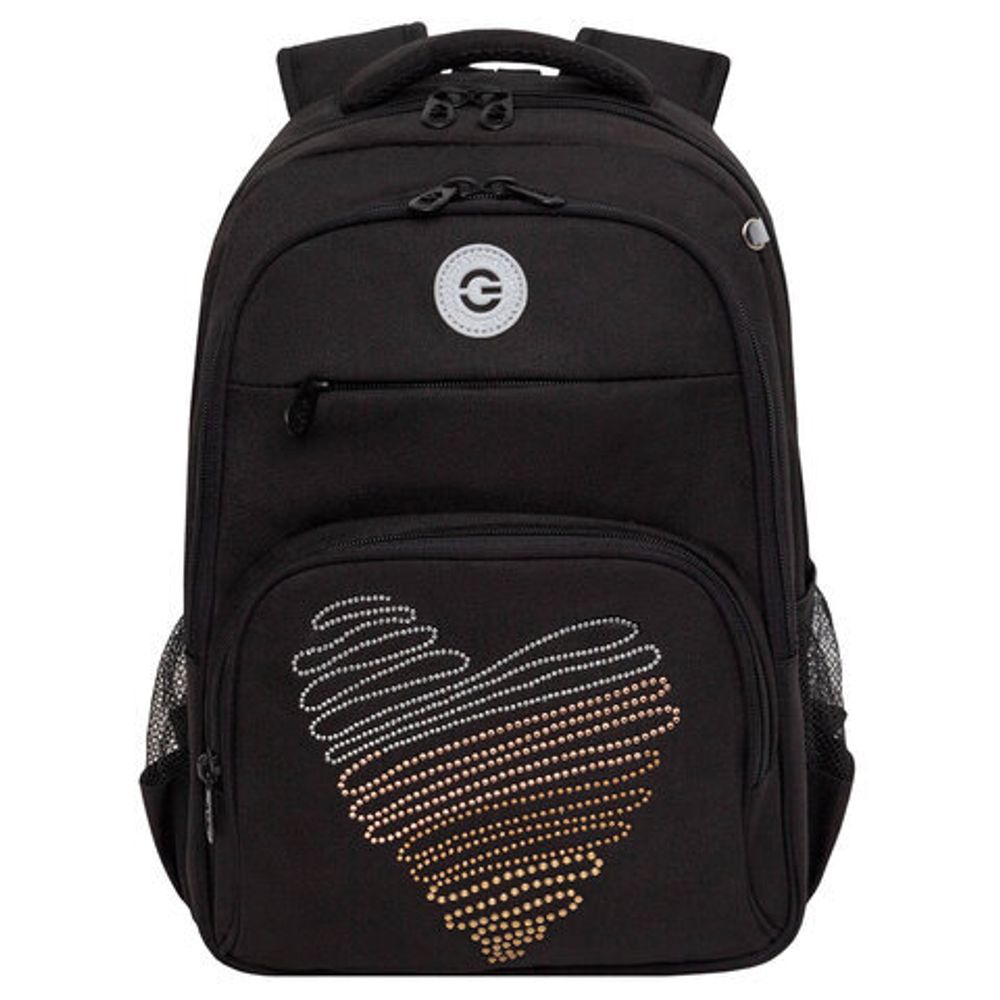 Рюкзак GRIZZLY школьный, анатомическая спинка, 2 отделения, для девочек, "DIAMOND HEART", 39х30х20 см, RG-568-3/1