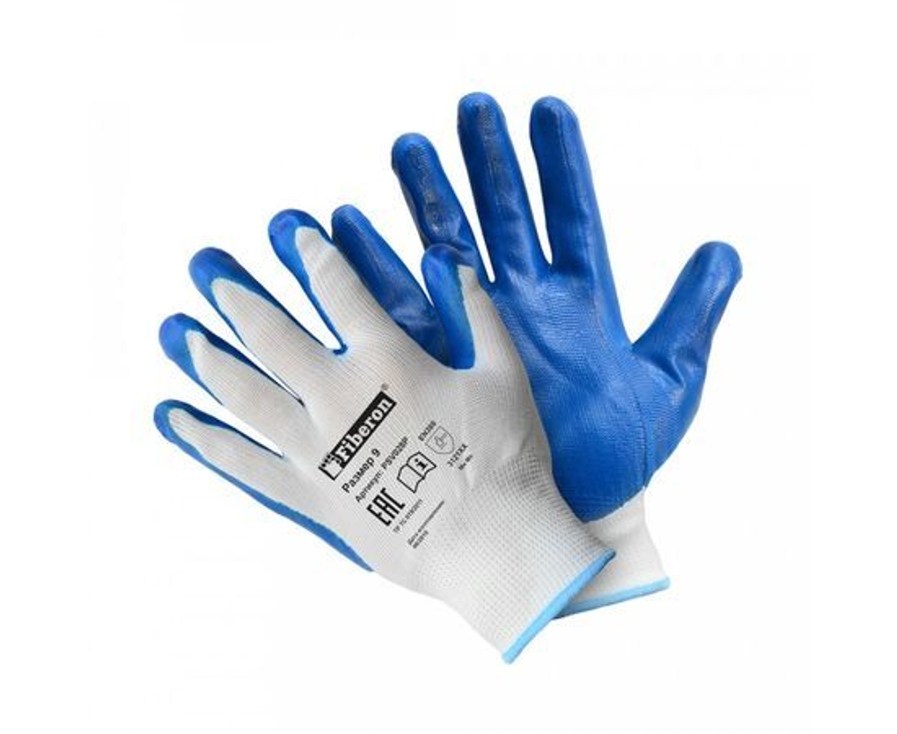 Перчатки полиэстер с нитриловым покрытием L (размер 9) PSV028P Fiberon - 1 пара.
