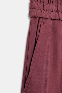 ZARA ШИРОКИЕ БРЮКИ С ЭЛАСТИЧНЫМ ПОЯСОМ, ТЕМНЫЙ ЧЕРЕПИЧНЫЙ