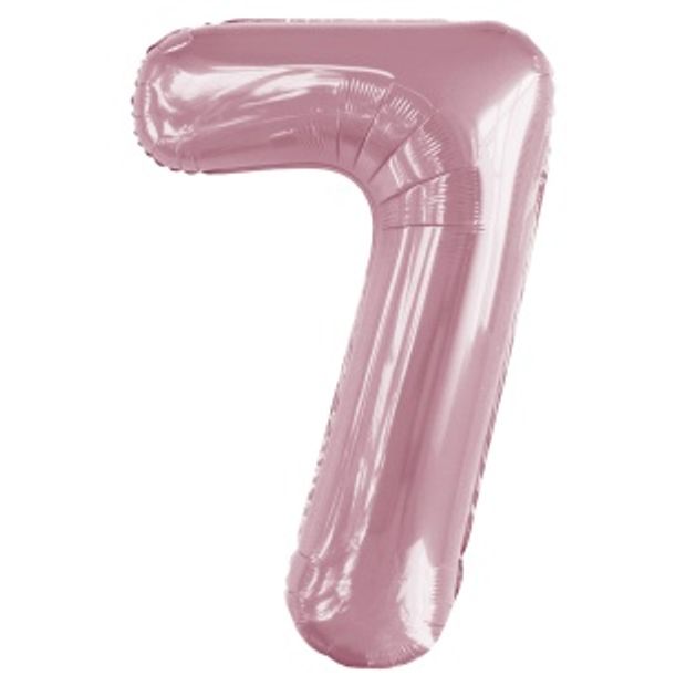К Шар 34'' / 86 см "Цифра 7" Slim Светло розовый (БГ-60)