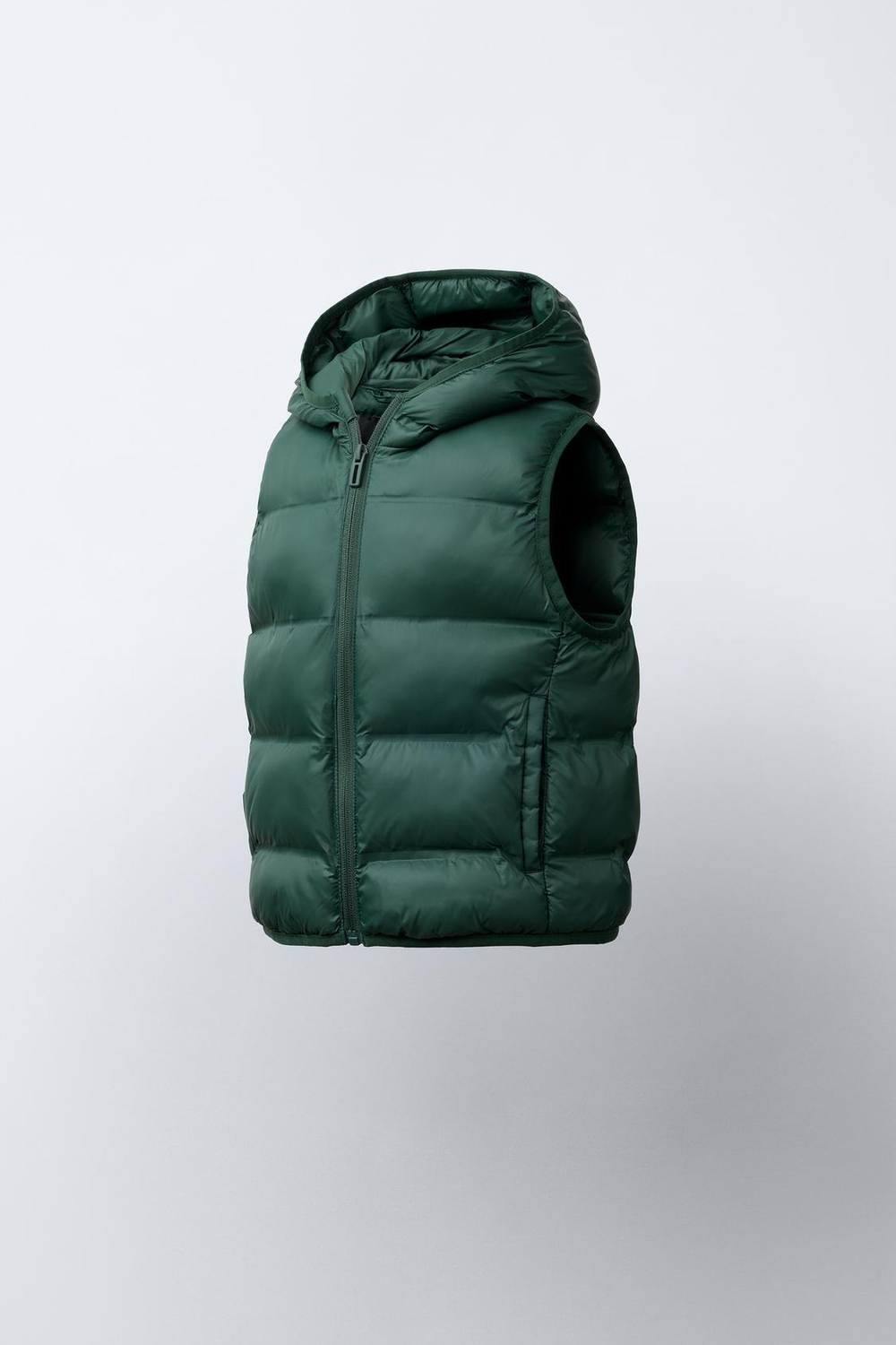 ZARA УЛЬТРАЛЕГКИЙ ЖИЛЕТ WATER REPELLENT, ЗЕЛЕНЫЙ