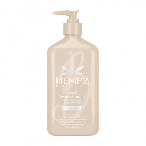Hempz koa & sweet almond smoothing herbal body moisturizer soft beautiful skin enriched with 100% pure natural hemp seed oil 500ml