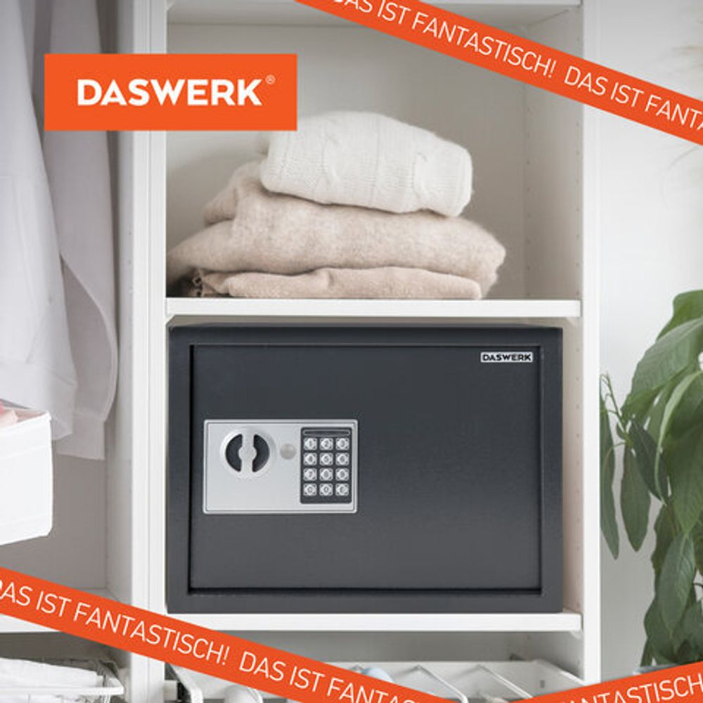 Сейф мебельный DASWERK SC-300EL (300х380х300 мм), электронный замок, графит, 291346