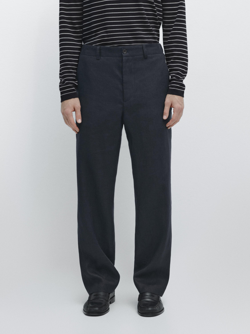 Massimo Dutti Легкие льняные брюки, темно-синий