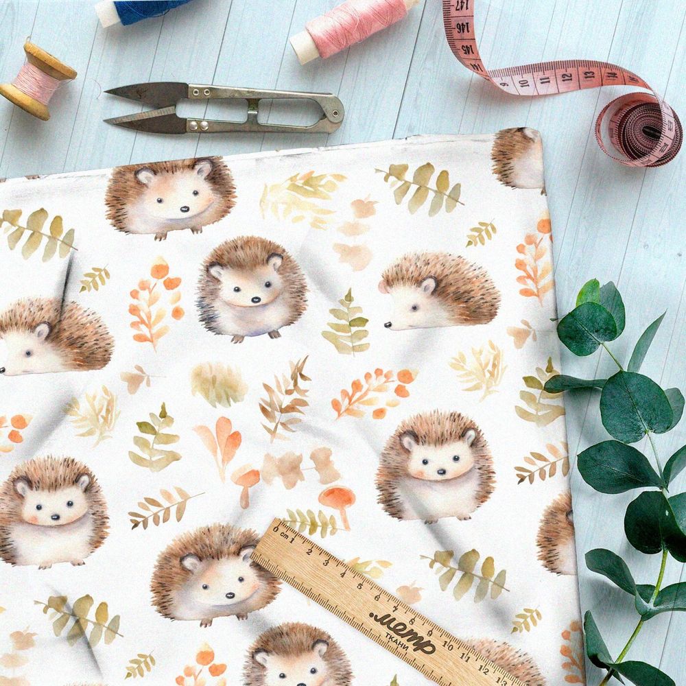 Ткань Ниагара Софт акварельные ёжики