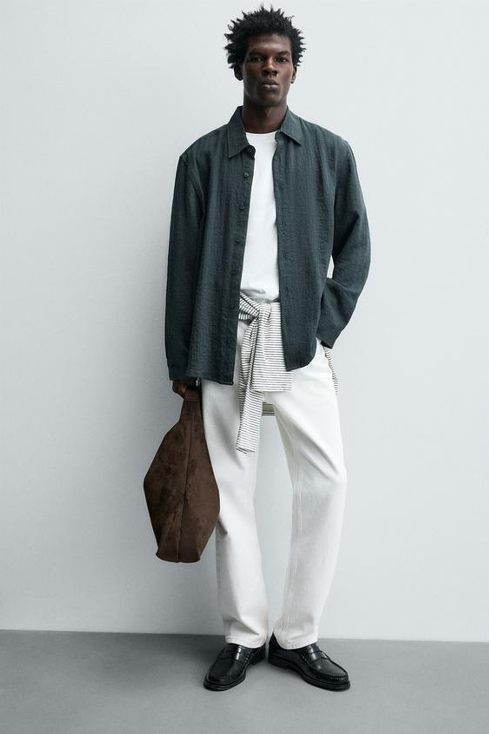 ZARA СУМКА-ШОППЕР ИЗ ИСКУССТВЕННОЙ ЗАМШИ, КОРИЧНЕВЫЙ