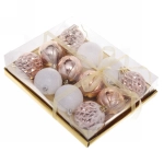 Набор шаров 6 см «Нежность» (в наборе 12 шт), Шампань/Белый