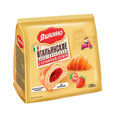 Мини круассаны с клубничным джемом Яшкино 180 гр