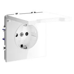 Розетка встраиваемая VOLTUM S70 с заземлением, защитными шторками и крышкой 16А, (белый глянцевый)