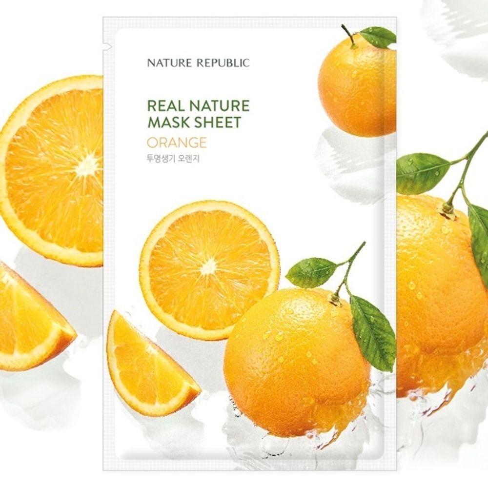Тканевая маска с экстрактом апельсина NATURE REPUBLIC REAL NATURE MASK SHEET ORANGE