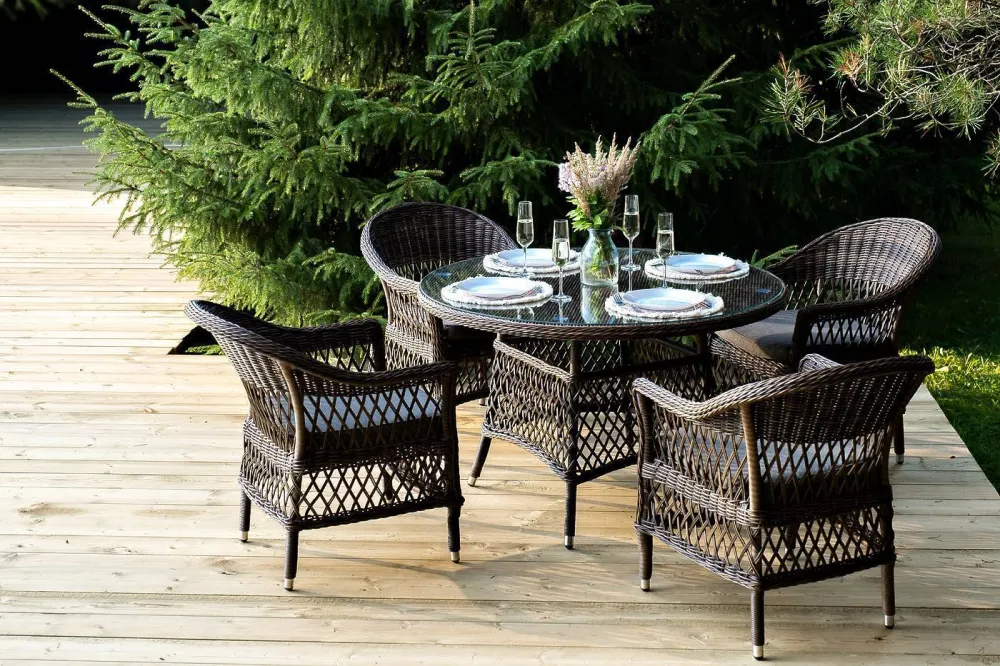 "Дольче" обеденная группа из искусственного ротанга, цвет коричневый