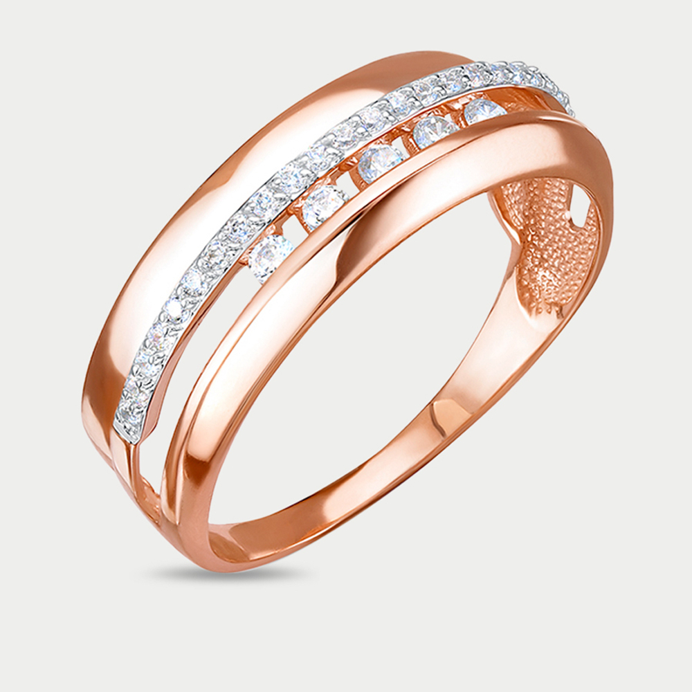 Кольцо женское из розового золота 585 пробы с фианитами (арт. 1105443)
