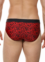 Мужские пляжные плавки с принтом (Размер: L) (Цвет: красный)